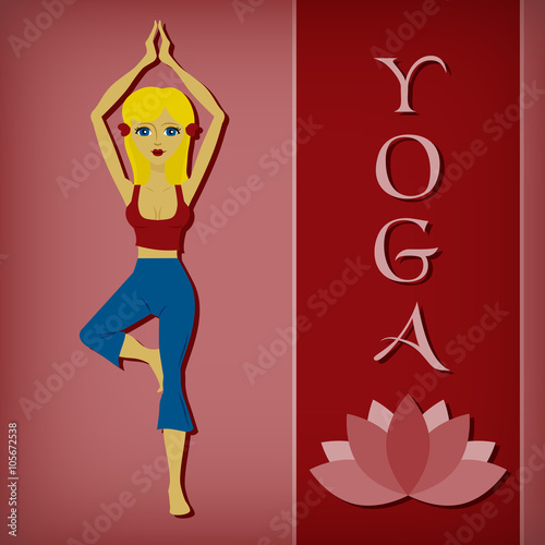 Yoga tree pose flat illustration