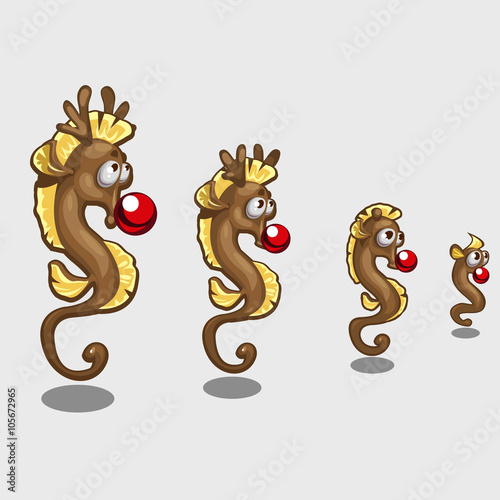 Seahorse with red ball, cute vector character