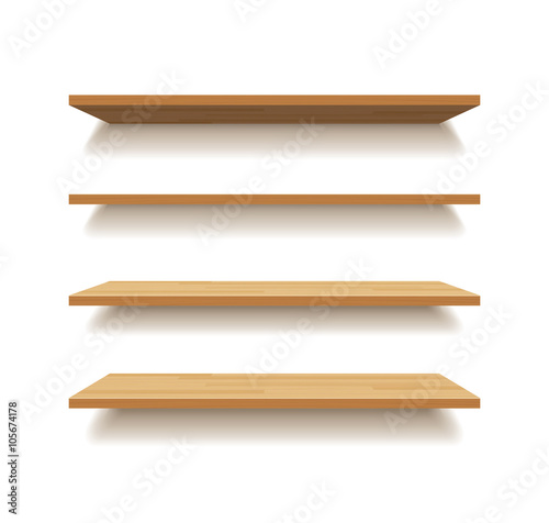 Fényképezés vector empty wooden shelf isolated background