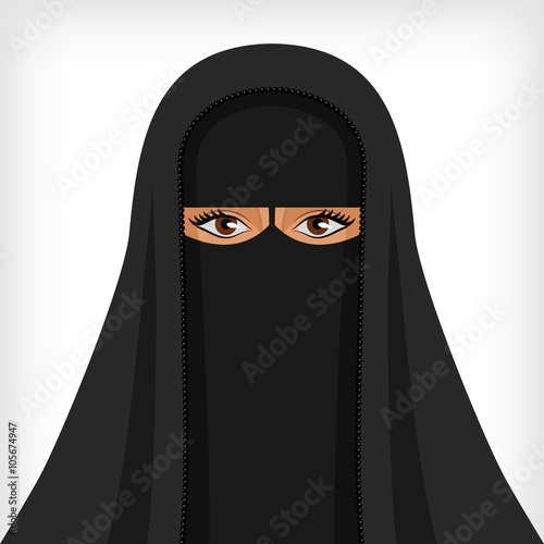 Beautiful muslim woman in black burqa