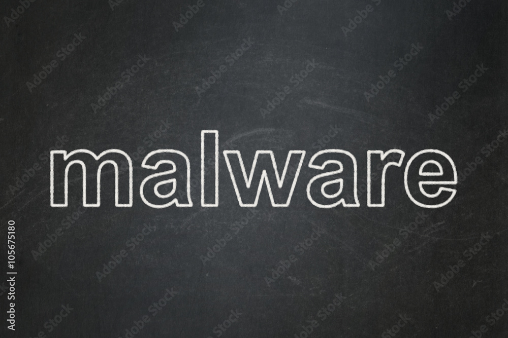 Security concept: Malware on chalkboard background Security concept: Malware on chalkboard background