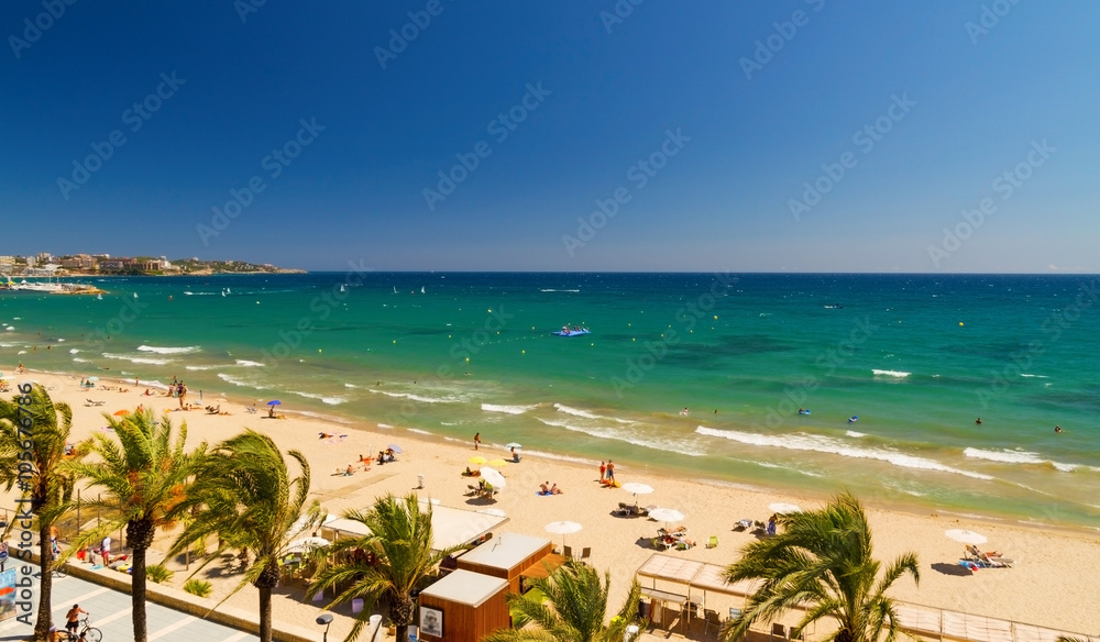 View of Platja Llarga beach in Salou Spain