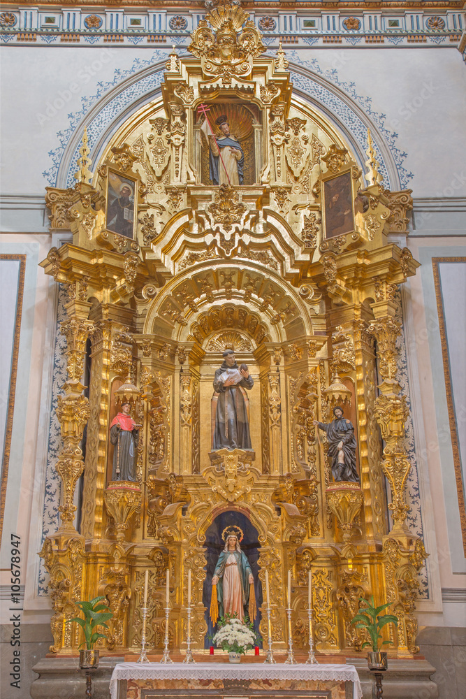 Granada - baroque side altar of Saint Anthony of Padua in Iglesia de san Anton
