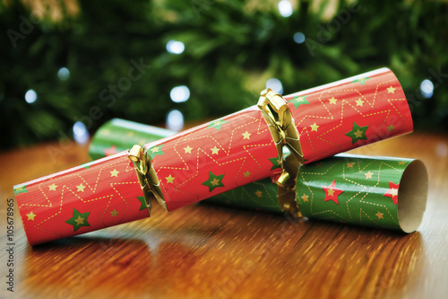 Christmas Crackers, red and green. photo