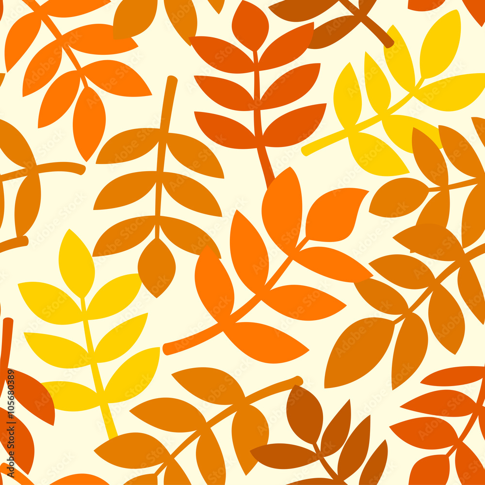 Autumn leaves plants, vector seamless pattern Autumn leaves plants, vector seamless pattern