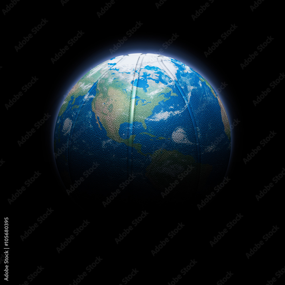Fototapeta premium Basketball World on black background
