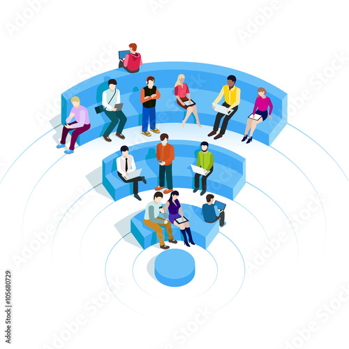 People in wi-fi zone