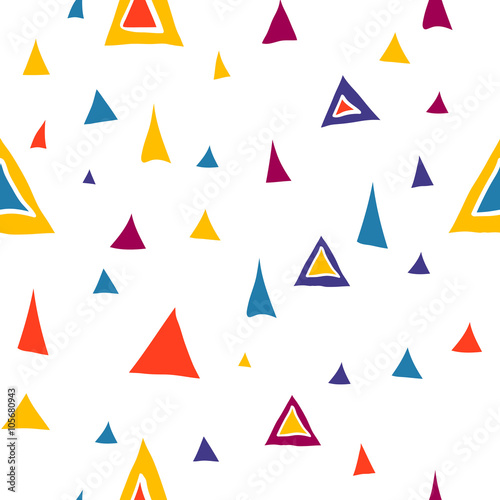 Seamless modern trendy geometric pattern of triangles. Vector graphics.