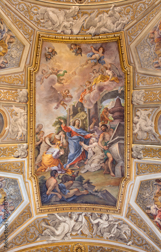 Rome - fresco The Raising of Lazarus at the Prayer of His Sister Mary in church Chiesa di Santa Maria Maddalena 