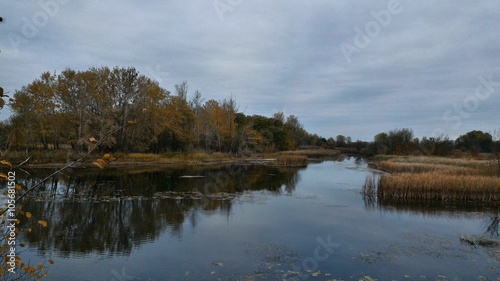 Autumn day on a shared river bed photo