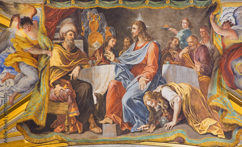 Rome - fresco Mary Washes Jesus's Feet in church Chiesa di Santa Maria Maddalena