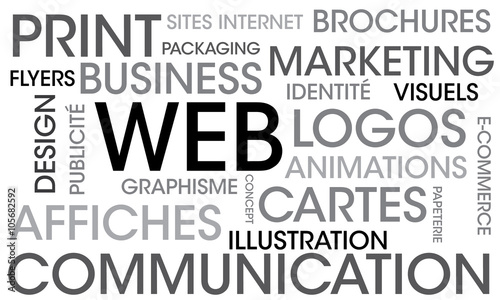 Mots communication / marketing gris