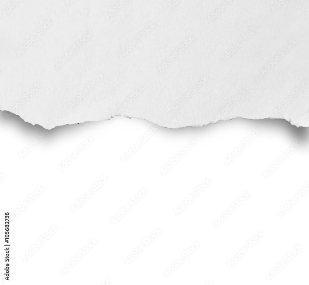 white torn paper isolated over white background with clipping path.