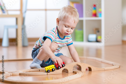 Child boy playing in his ro...