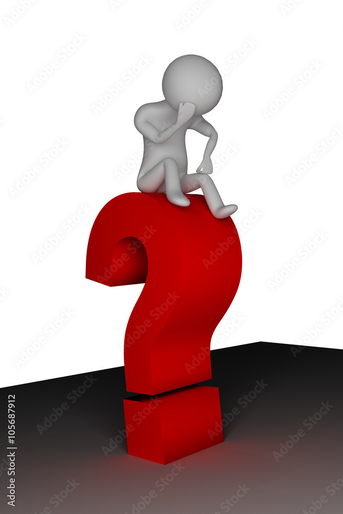 Human figure sitting on question mark Human figure sitting on question mark