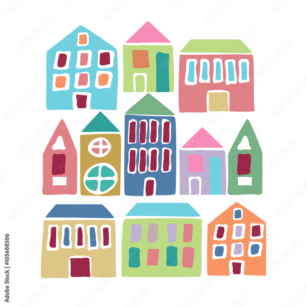 Cartoon colorful houses