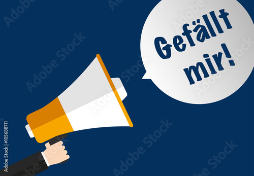 Gefällt mir! Megafon mit Sprechblase - Social media like