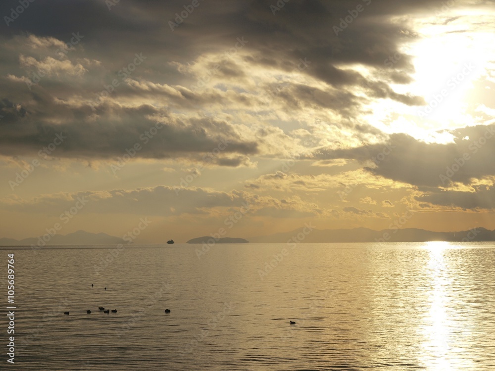 Sunset Scene of Lake Biwa from Nagahama Port,Nagahama/Shiga,Japan Sunset Scene of Lake Biwa from Nagahama Port,Nagahama/Shiga,Japan