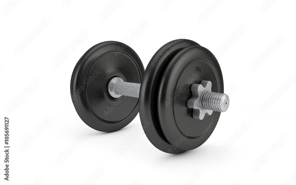 Single dumbbell isolated on white background Single dumbbell isolated on white background