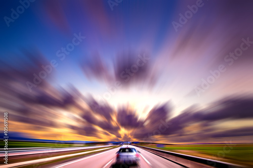 Transporte y viajes por carretera.Cocepto de velocidad y horizonte photo