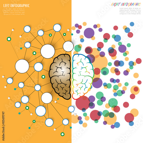 left and right brain functions concept, analytical vs creativity