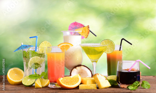 Selection of summer drinks photo