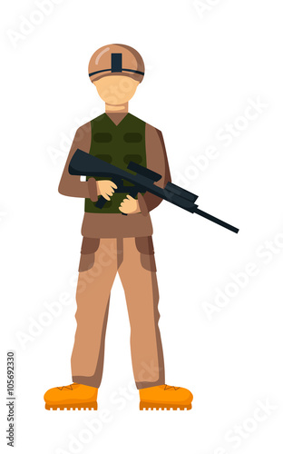 USA troop armed forces man with weapon illustration. 