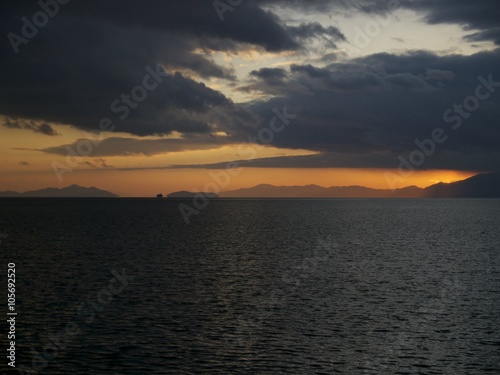 Sunset Scene of Lake Biwa from Nagahama Port Nagahama Shiga Japan
