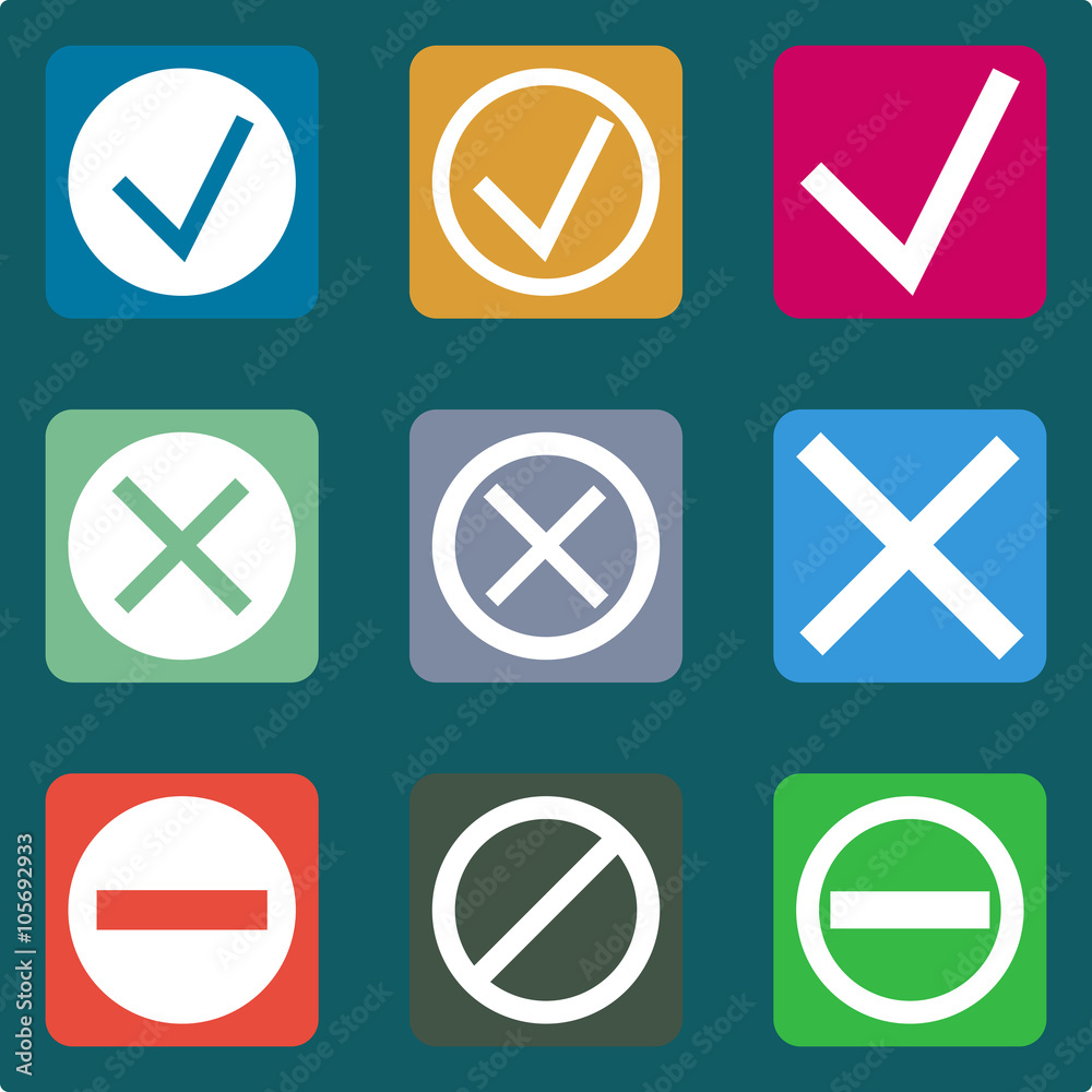 Accpet and reject icons, Line icons set of entrance, accept, cancel ...