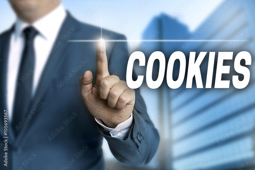 cookies touchscreen is operated by businessman