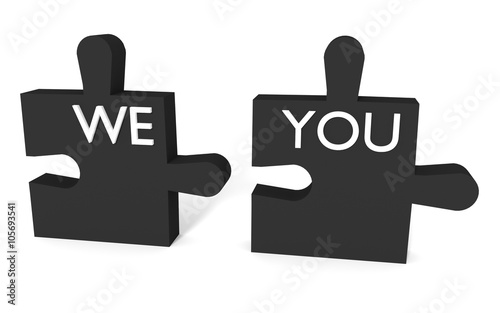 Black Puzzle, we and you on white background