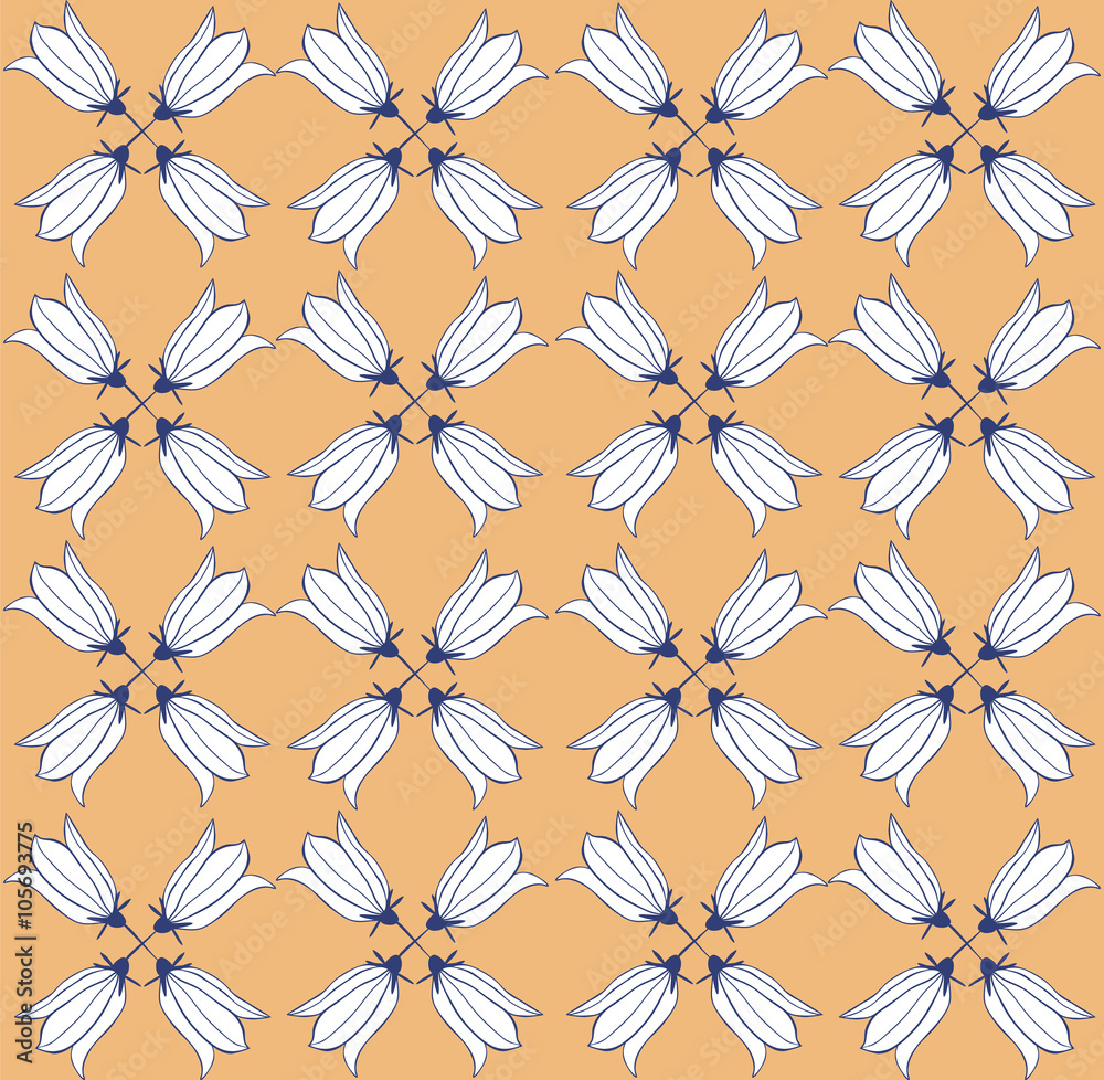 Fototapeta premium Flower seamless pattern with bluebells. 