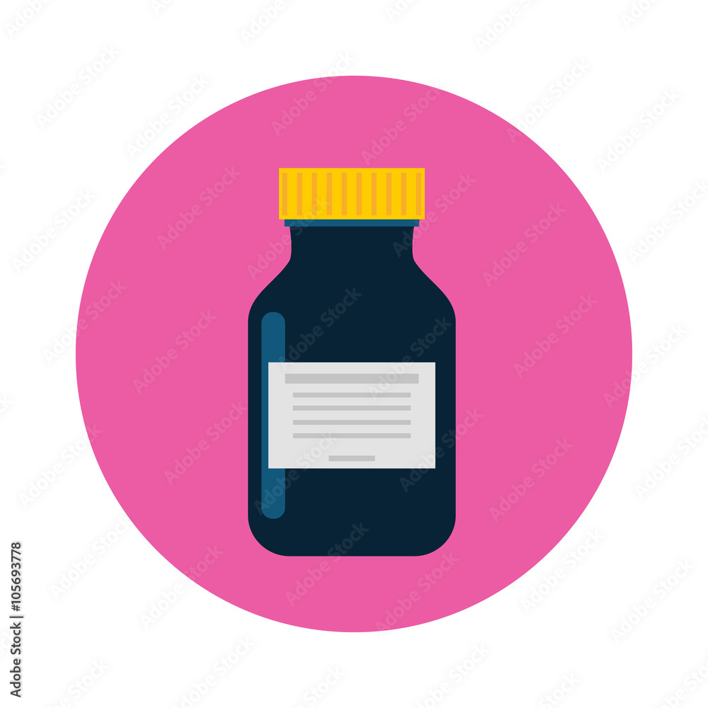 Medicine bottle in flat style isolated on color background Medicine bottle in flat style isolated on color background