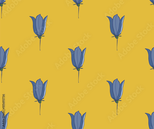 Flower seamless pattern with bluebells.  © sashka_nsk