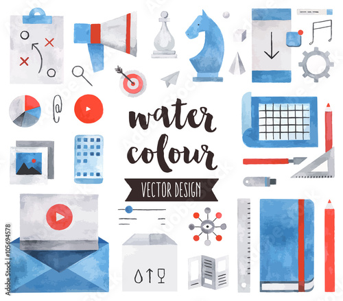 Business Strategy Watercolor Vector Objects