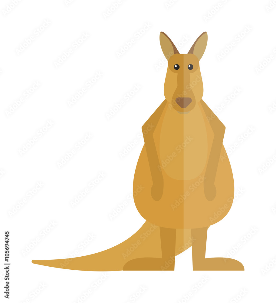 Cute kangaroo cartoon australia animal flat vector illustration. Stock ...
