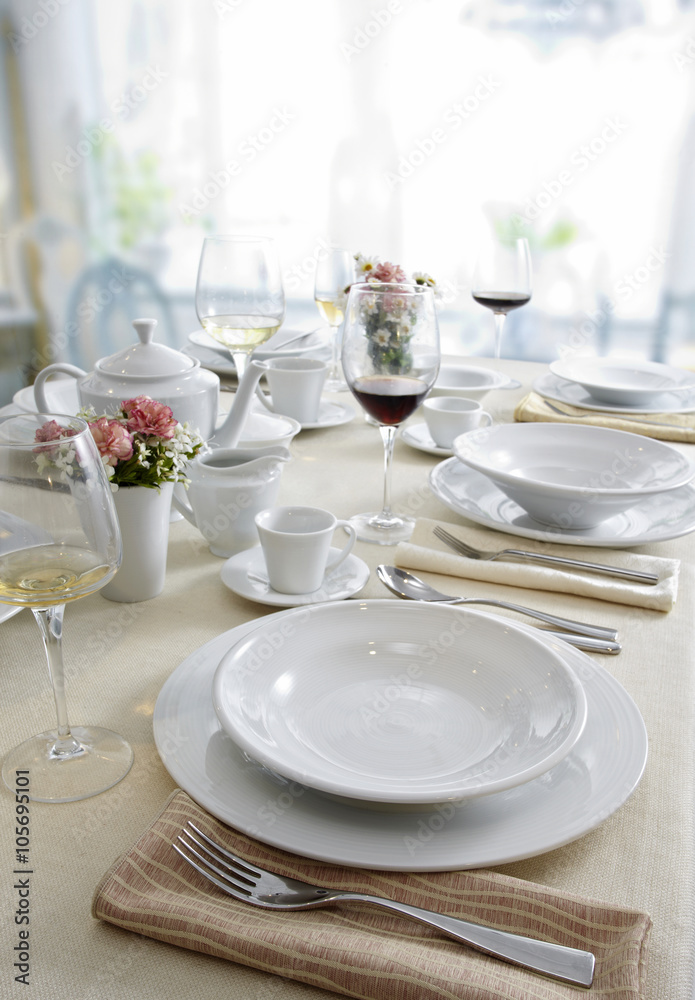 Ceramic tableware on the table Ceramic tableware on the table