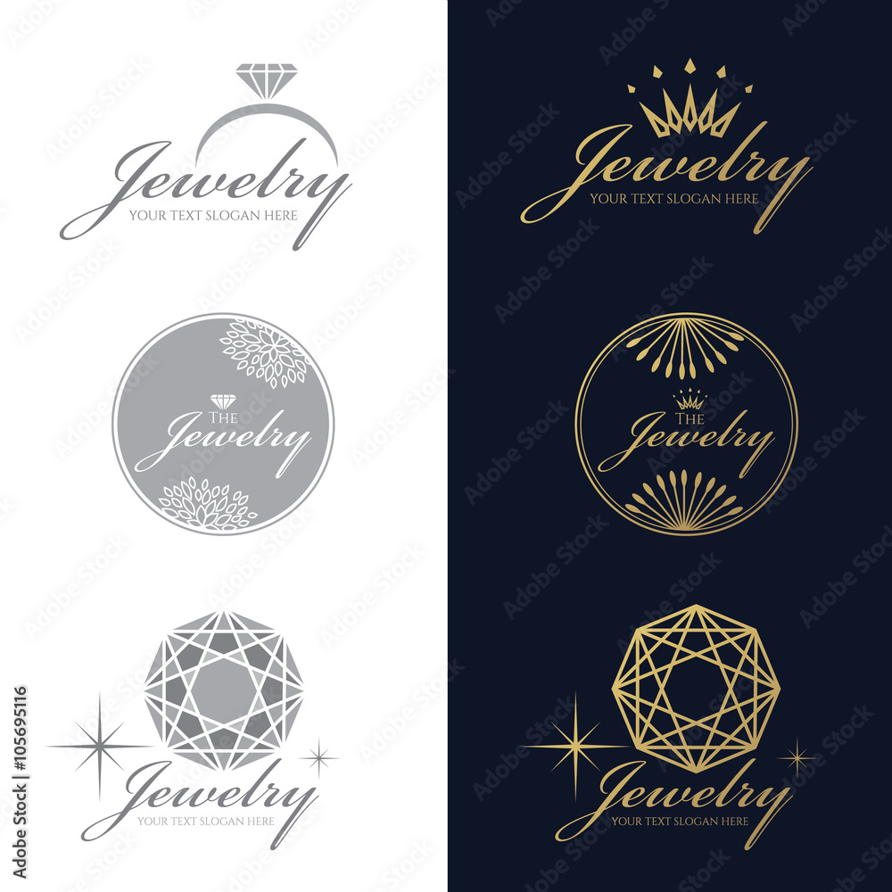 Jewelry ring logo. Jewelry crown logo. Jewelry flower and circle logo