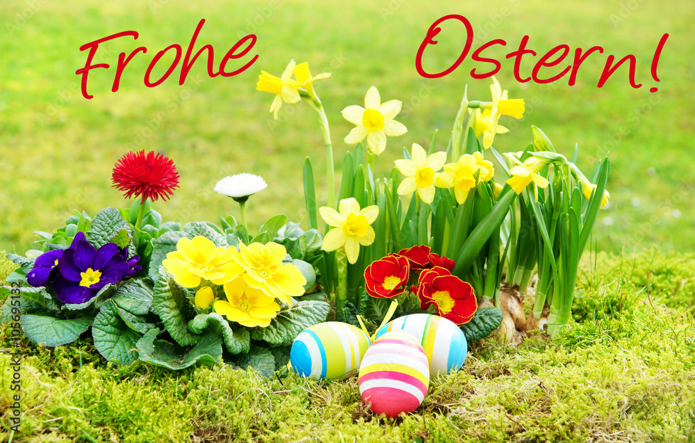 Ostern, Easter, Frohe Ostern!, Schrift, Osterkarte, Ostereier ...
