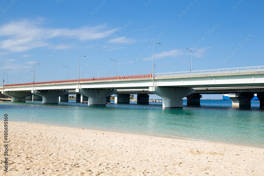 Bridge over the beach in okinawa