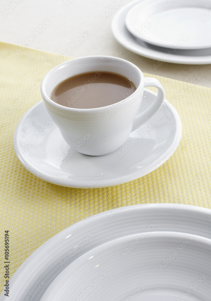 Ceramic tableware on the table