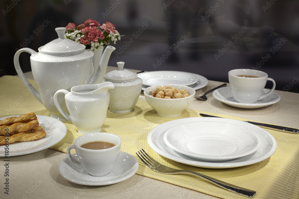 Ceramic tableware on the table Ceramic tableware on the table