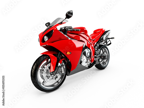Red motorcycle isolated on a white background © vahekatrjyan