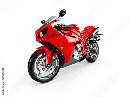 Red motorcycle isolated on a white background