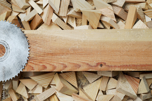 Carpenter tools on wooden table with sawdust. Carpenter workplace top view