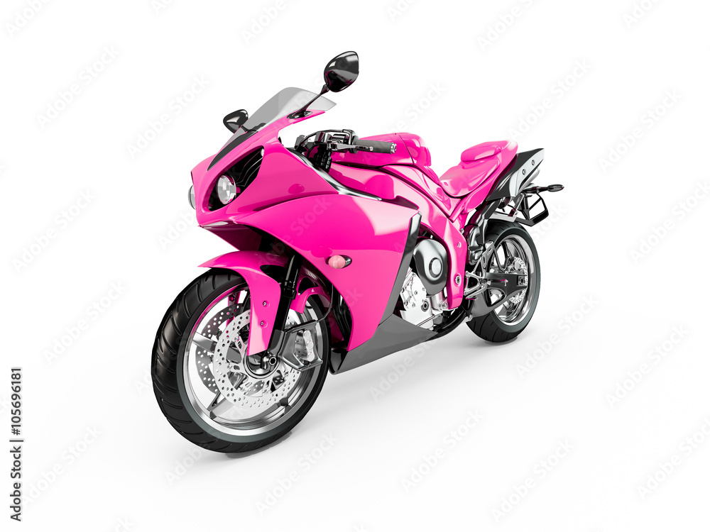 Deep Pink motorcycle isolated on a white background Deep Pink motorcycle isolated on a white background