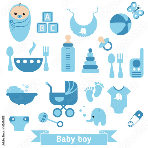 Newborn baby icons set