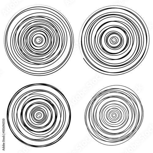 Set of dandom intersecting, tangled circles - Squiggle elements
