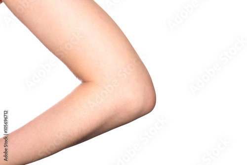 Women elbow isolated on white.