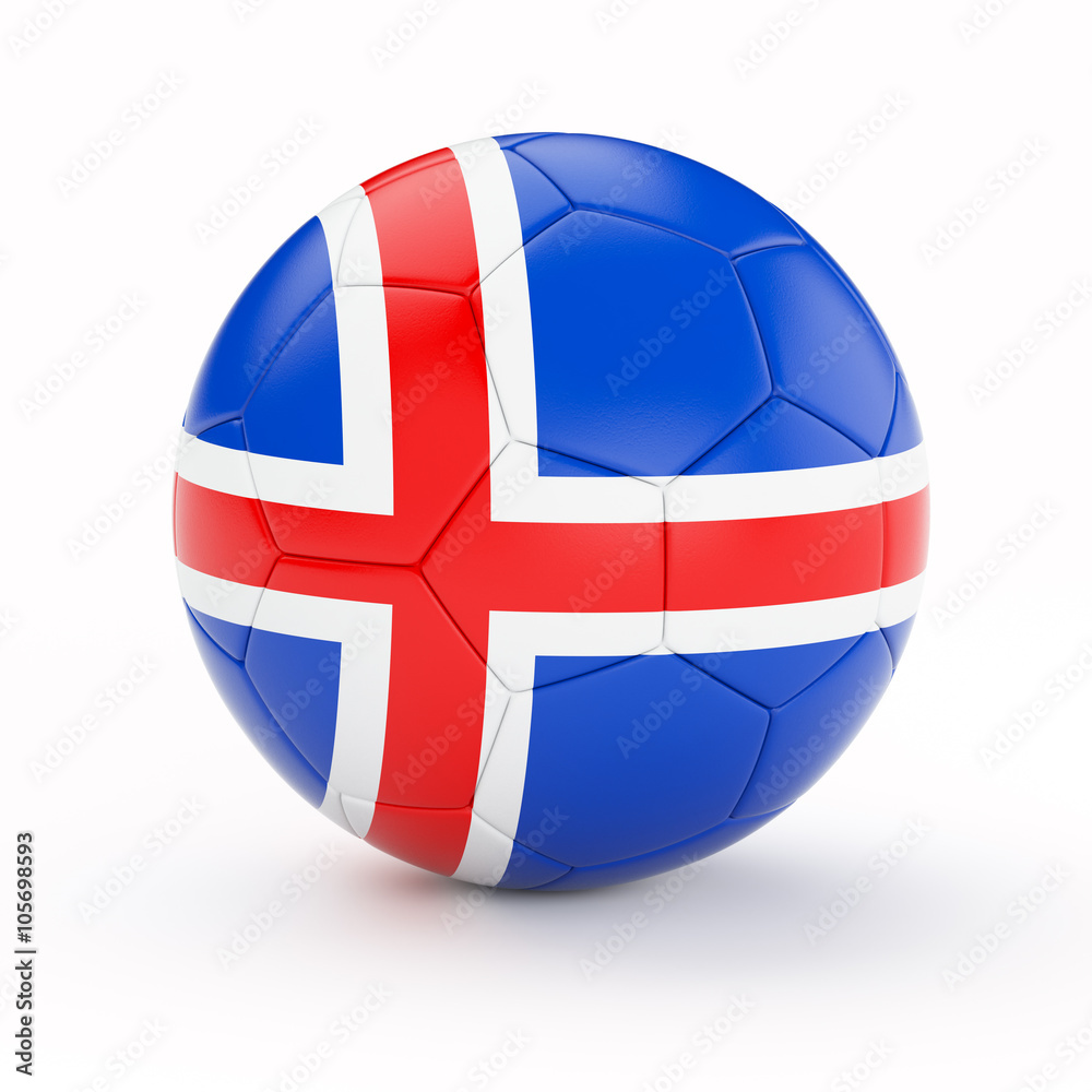 Obraz premium Soccer football ball with Iceland flag